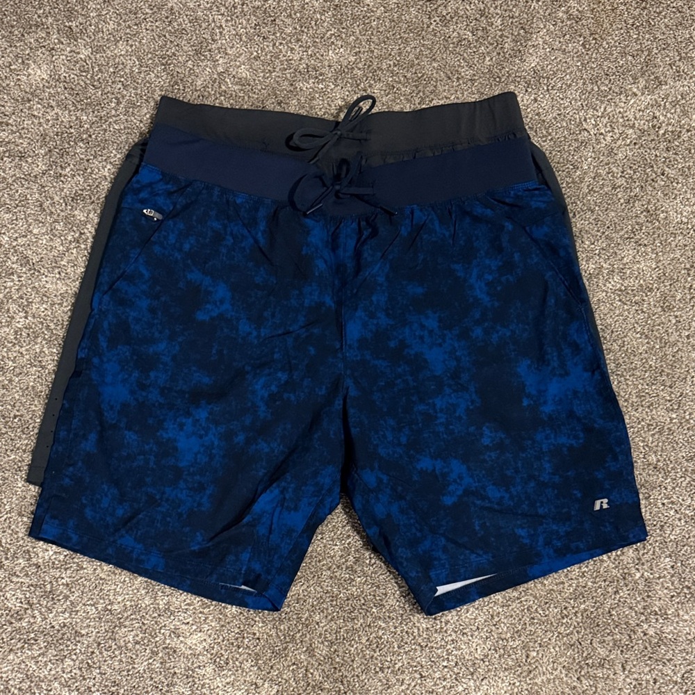 Lot of 2-Russell Athletic Navy and Gray Shorts